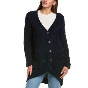 Jak Womens  Crewneck Cardigan, Navy